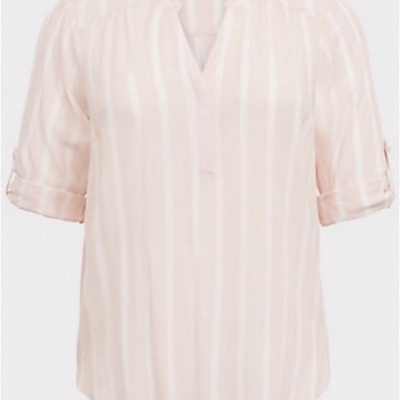Torrid Blush Pink Striped Blouse - Picture 3 of 10